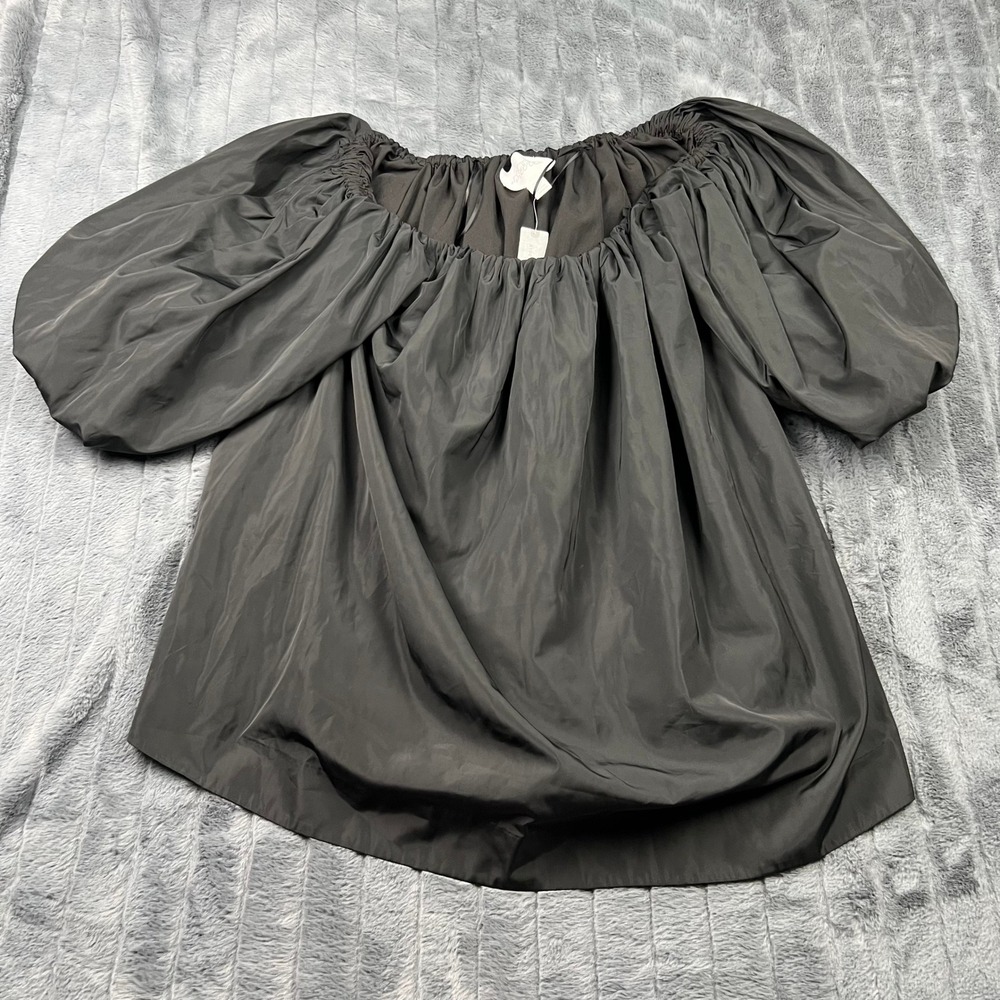 Mare Mare Anthropologie Black Off The Shoulder Puff Sleeve Blouse Top Petite LP